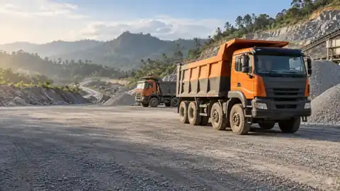 Armada dump truck untuk operasi tambang proyek